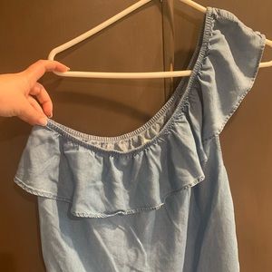 One shoulder chambray top